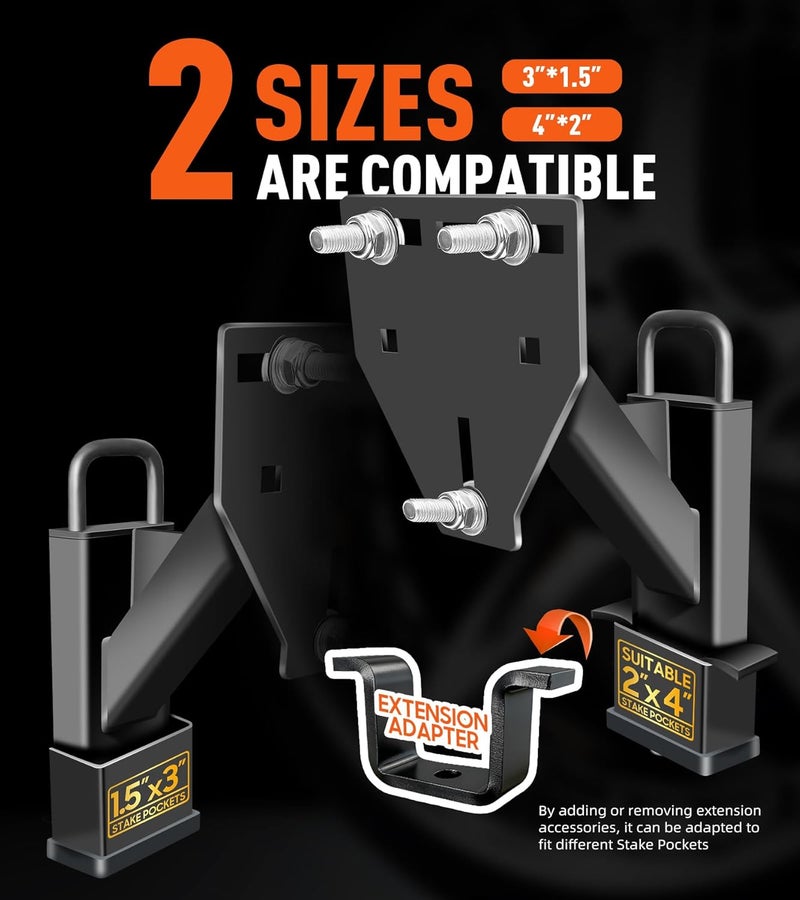 toolhoper Stake Pocket Spare Tire Mount, Trailer Spare Tire Mount Fit fits 99% of Spare Tires，Spare Tire Mount for Utility Trailer Capacity 160 Lbs, Fits 2 Size Stake Pocket - Image 2
